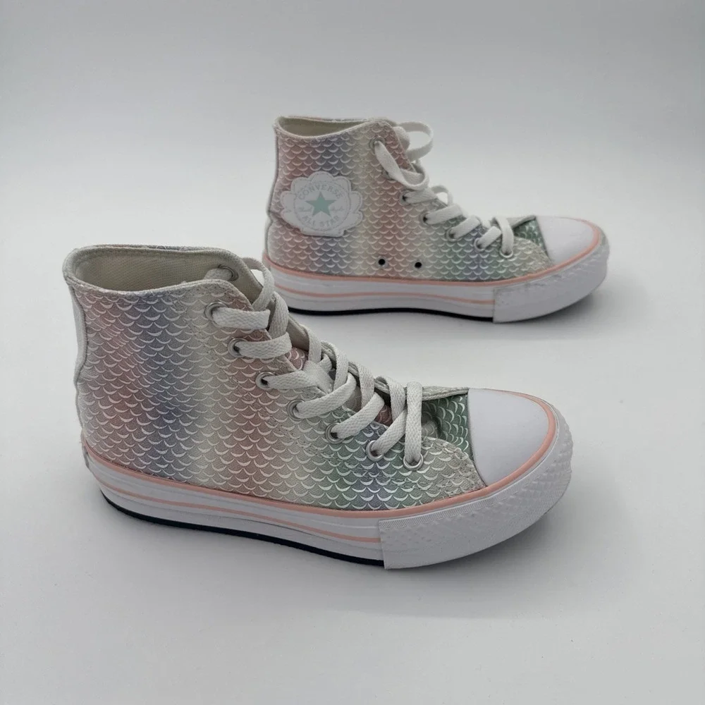 Girls Chuck Taylor All Star Lift Platform Mermaid Scales High Top Sneaker Sz 3